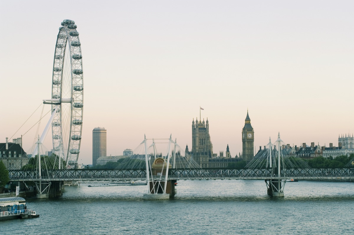 The Houses of Parliament and the London Eye across the Thames, representing UK public services