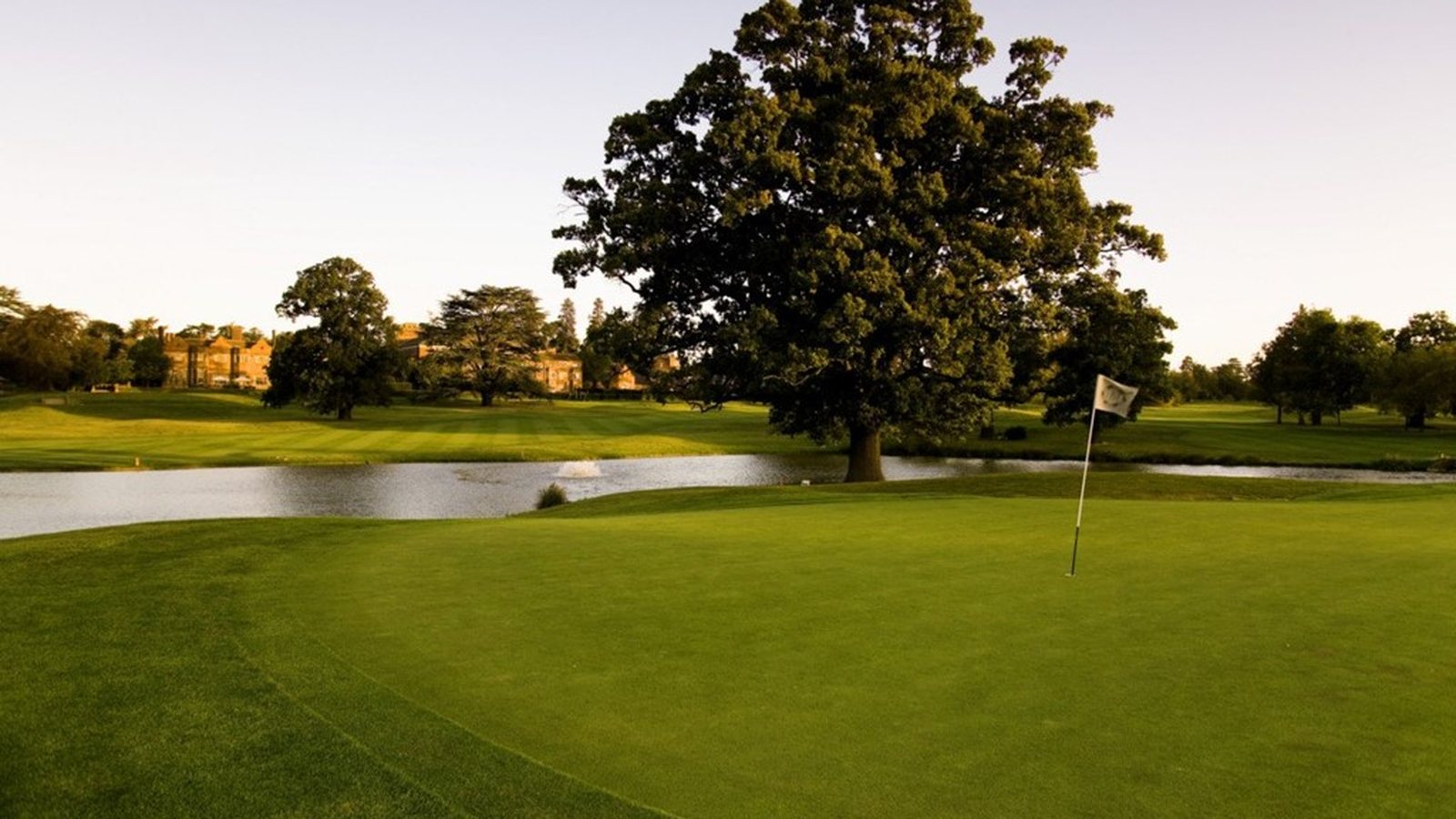 The championship golf course at Hanbury Manor, Ware, Hertfordshire, on a clear day