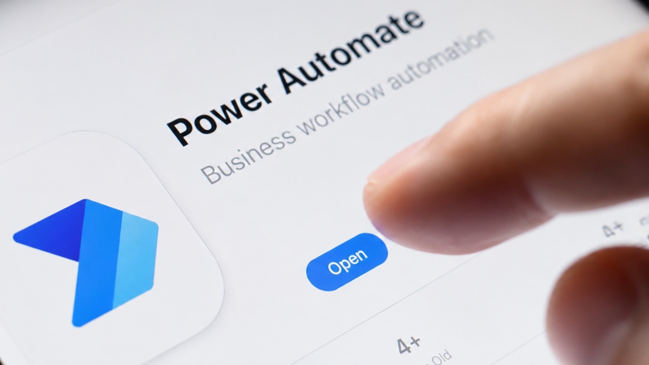 Microsoft Power Automate, Microsoft's business workflow automation tool, shown in an app store listing
