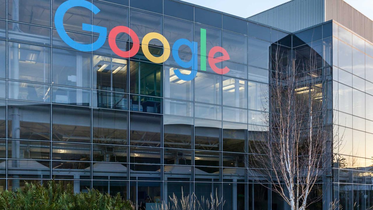 The Google logo on a Google building