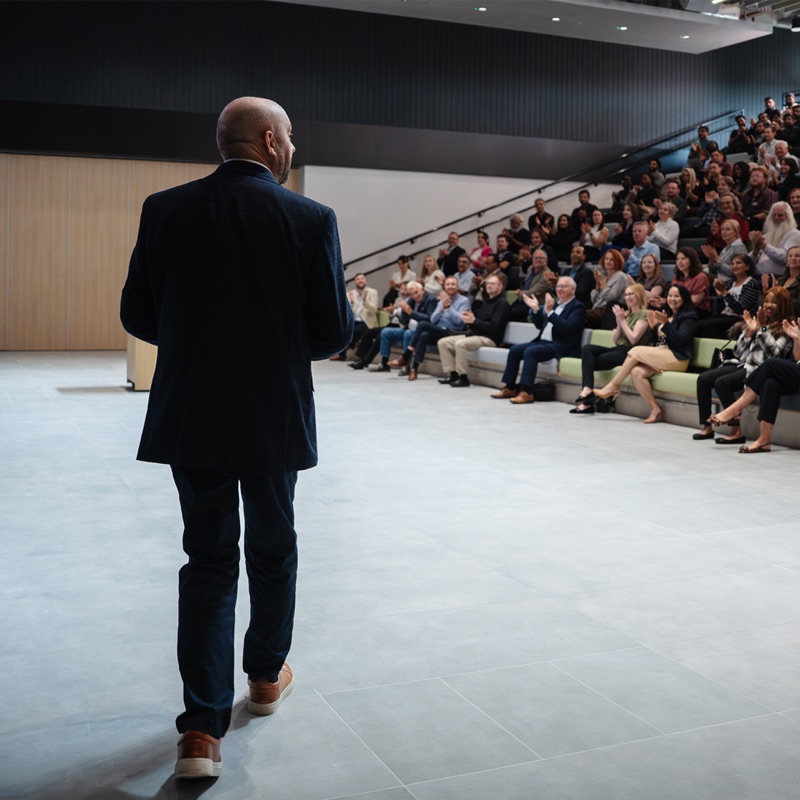 John Pepper, CEO and founder of Managed247, addressing an audience